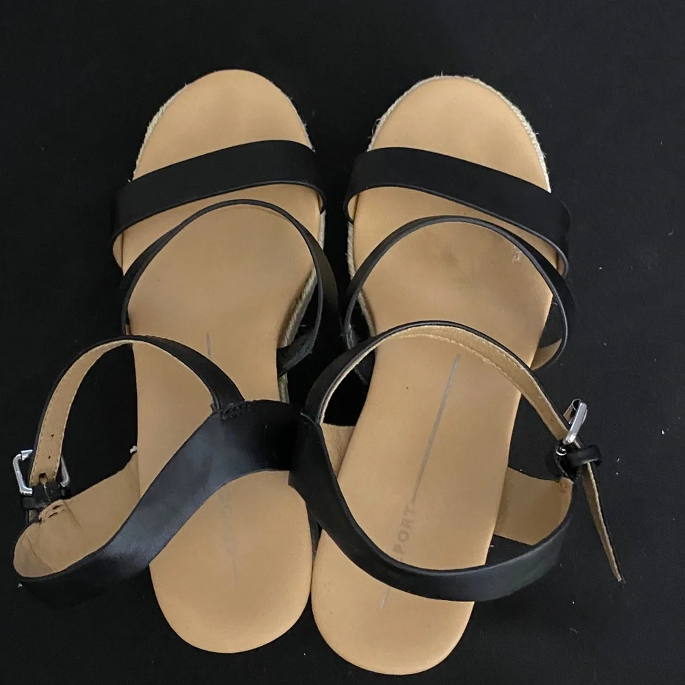 Report ELLA Black Espadrille Wedge cork and Jute‎ wo size 8.5 Sandals. GUC CLEAN